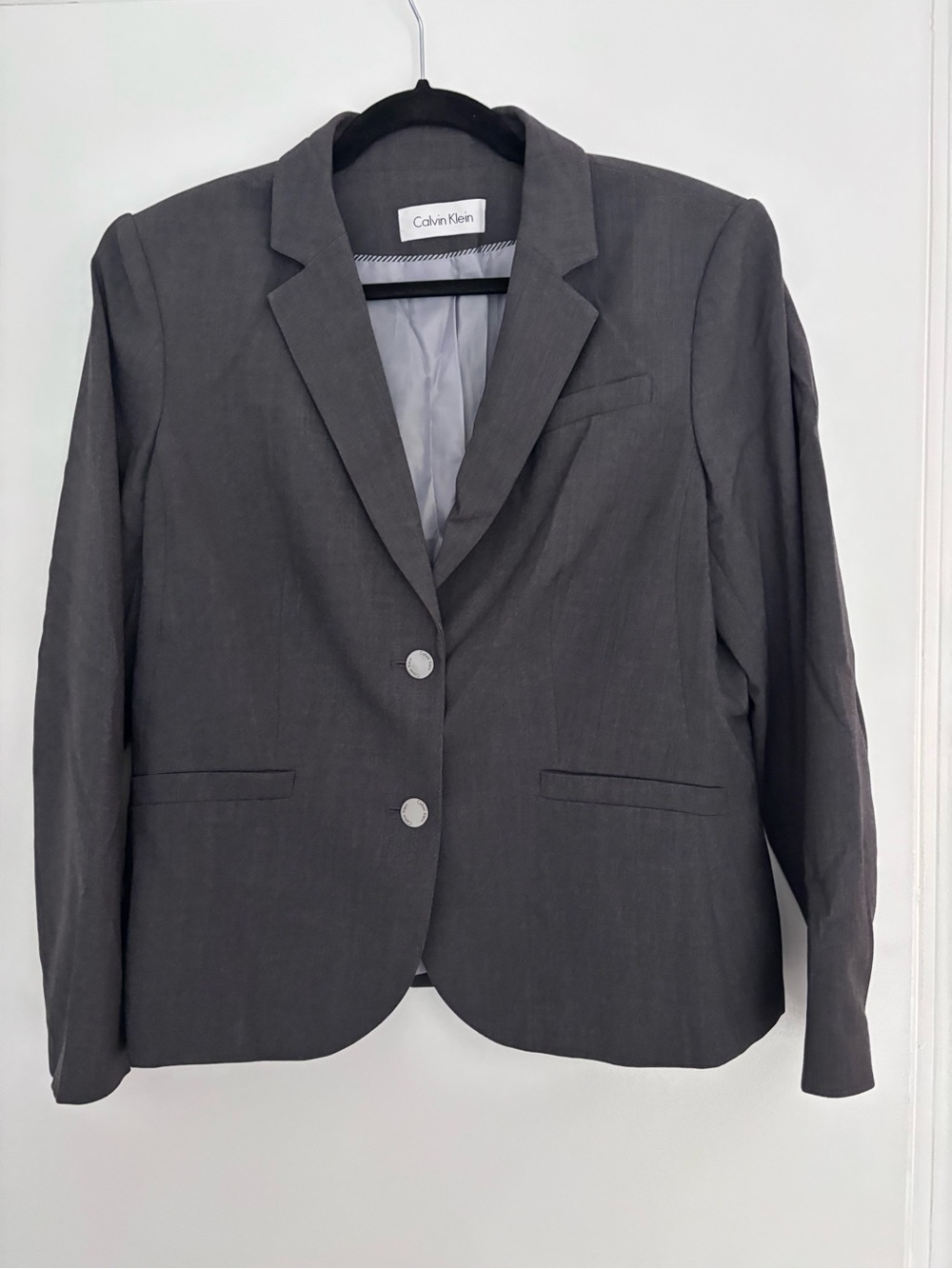 Calvin Klein Charcoal Gray Women's Two-Button Blazer